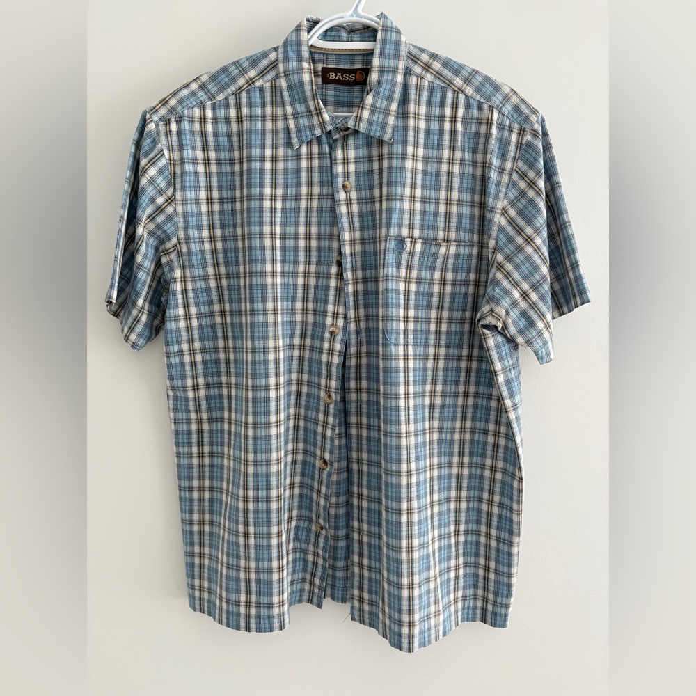 GH Bass Men Button Plaid Shirt